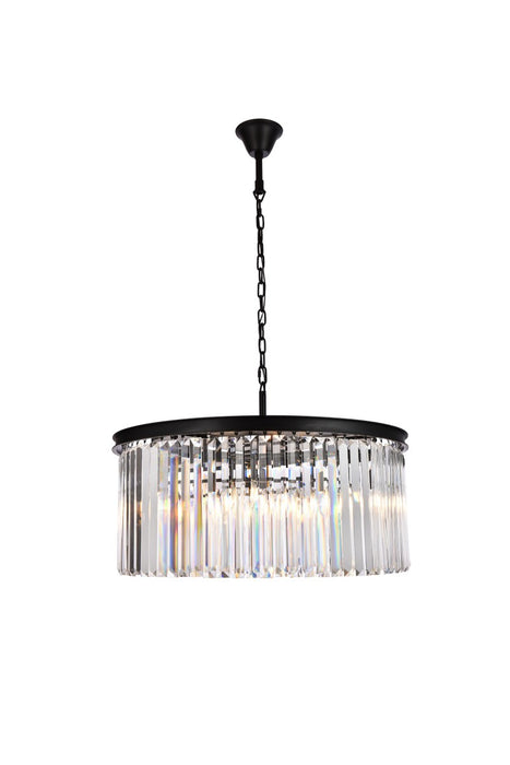 Elegant Lighting 1238D31MB/RC Eight Light Chandelier, Matte Black