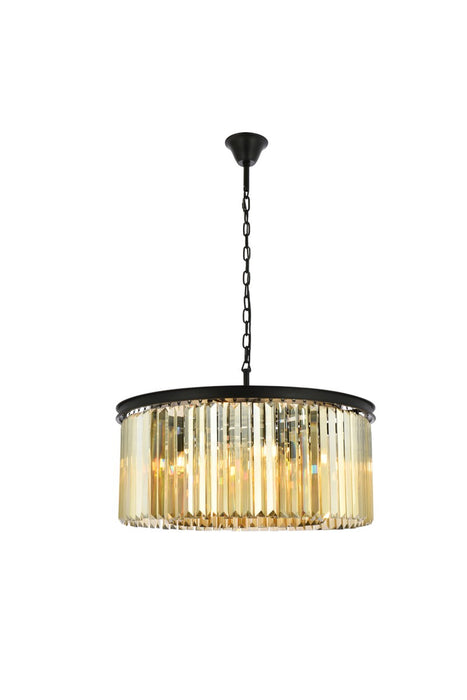 Elegant Lighting 1238D31MB-GT/RC Eight Light Chandelier, Matte Black