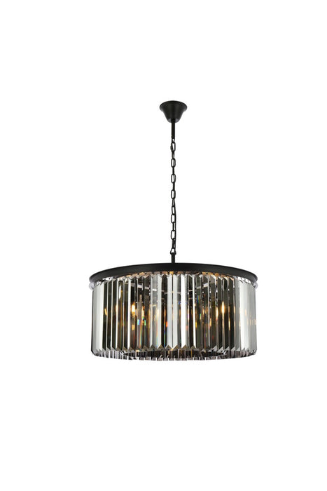 Elegant Lighting 1238D31MB-SS/RC Eight Light Chandelier, Matte Black