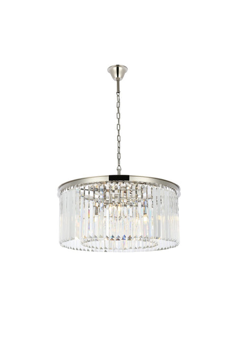 Elegant Lighting 1238D31PN/RC Eight Light Chandelier, Polished Nickel