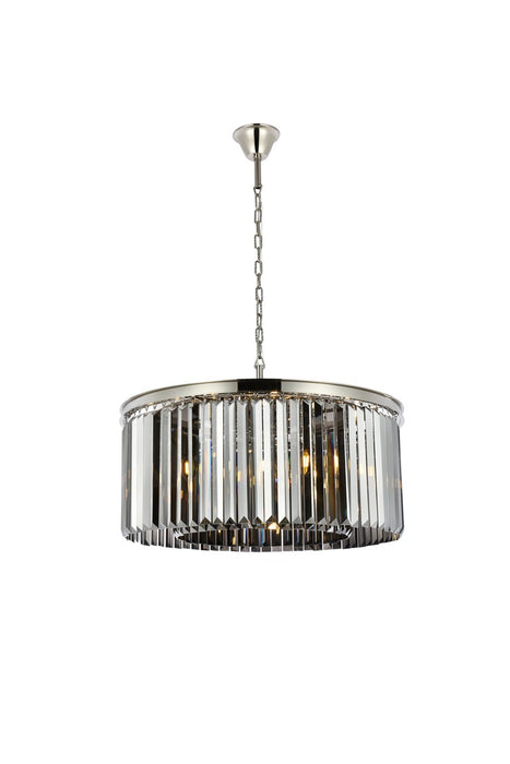 Elegant Lighting 1238D31PN-SS/RC Eight Light Chandelier, Polished Nickel