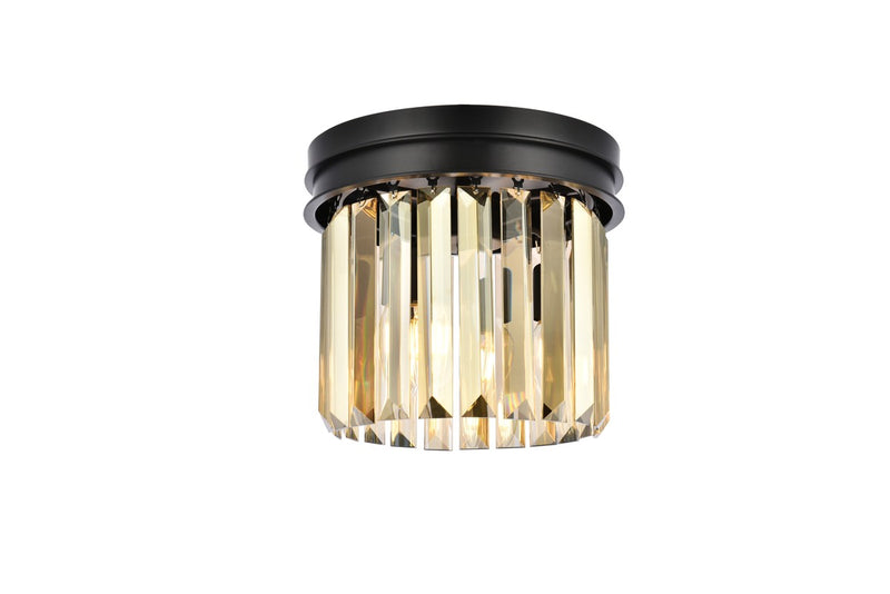 Elegant Lighting 1238F12MB-GT/RC Three Light Flush Mount, Matte Black