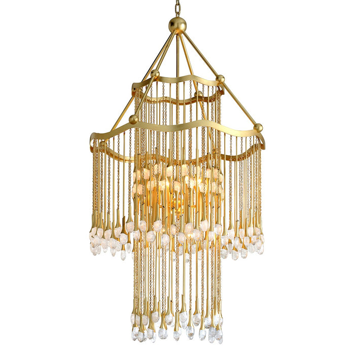 Corbett Lighting 286-012 12 Light Chandelier, Gold Leaf