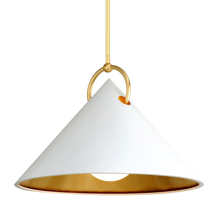Corbett Lighting 290-43 One Light Pendant, Gold Leaf/White