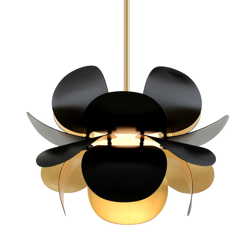 Corbett Lighting 308-41-GL/SBK One Light Chandelier, Gold Leaf/Soft Black Combo