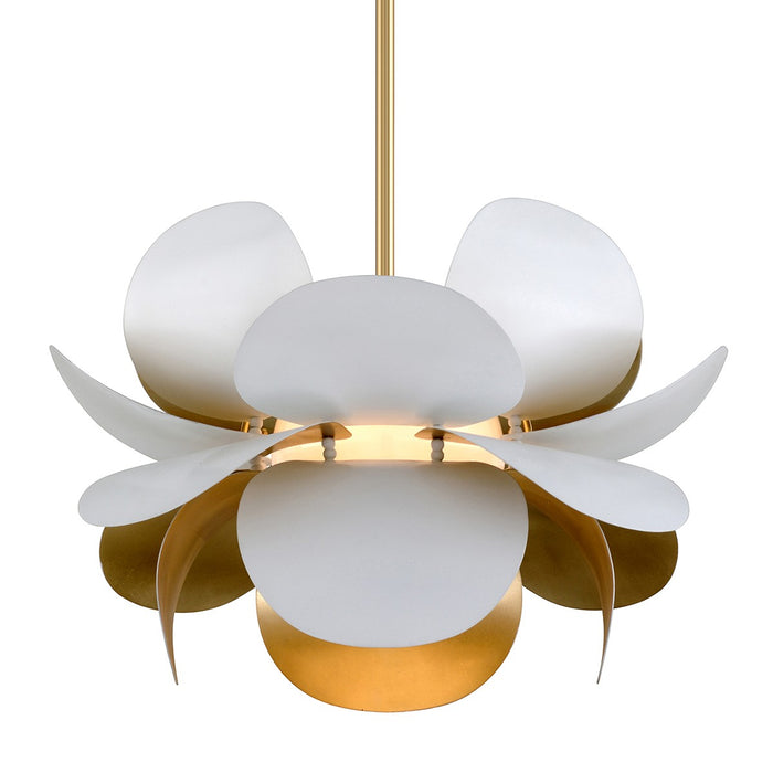 Corbett Lighting 314-42-GL/SWH One Light Chandelier, Gold Leaf/Soft White Combo