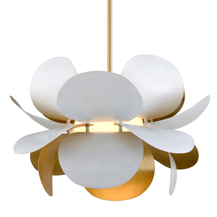 Corbett Lighting 314-43-GL/SWH One Light Chandelier, White And Gold Leaf