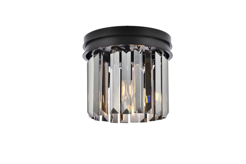 Elegant Lighting 1238F12MB-SS/RC Three Light Flush Mount, Matte Black