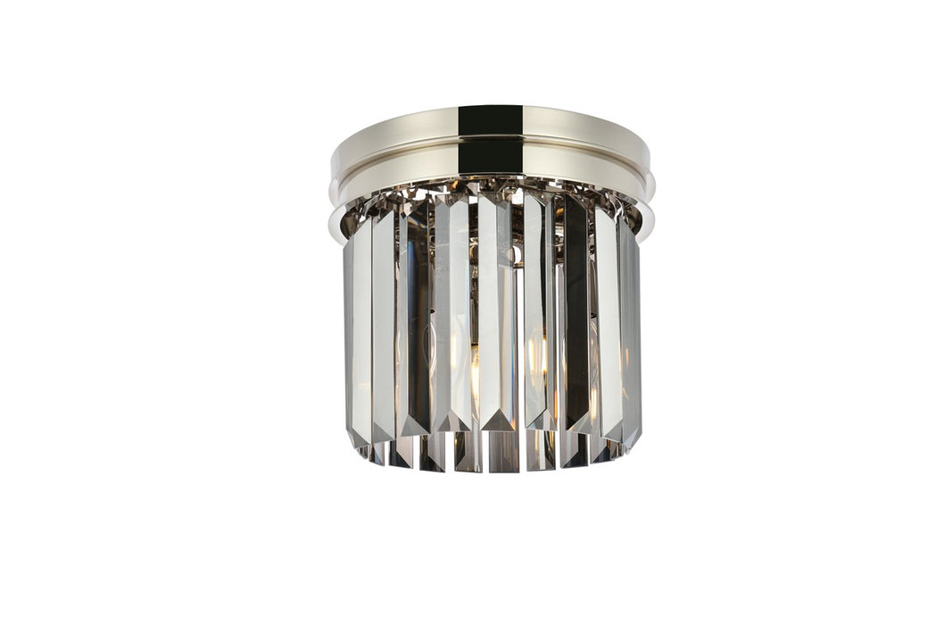 Elegant Lighting 1238F12PN-SS/RC Three Light Flush Mount, Polished Nickel