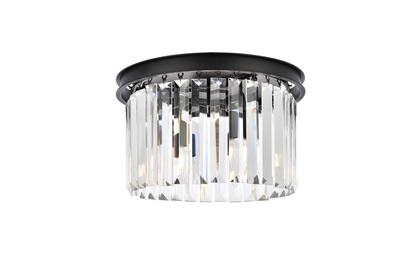 Elegant Lighting 1238F16MB/RC Three Light Flush Mount, Matte Black