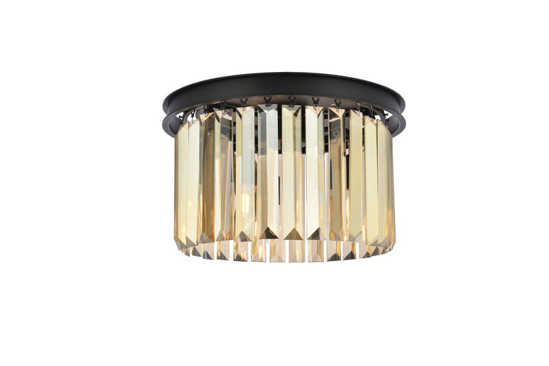 Elegant Lighting 1238F16MB-GT/RC Three Light Flush Mount, Matte Black