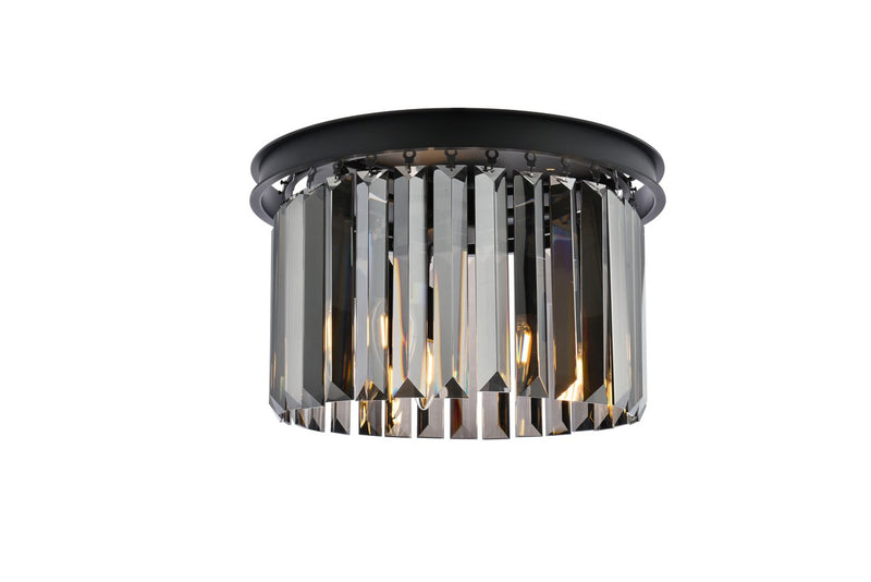 Elegant Lighting 1238F16MB-SS/RC Three Light Flush Mount, Matte Black