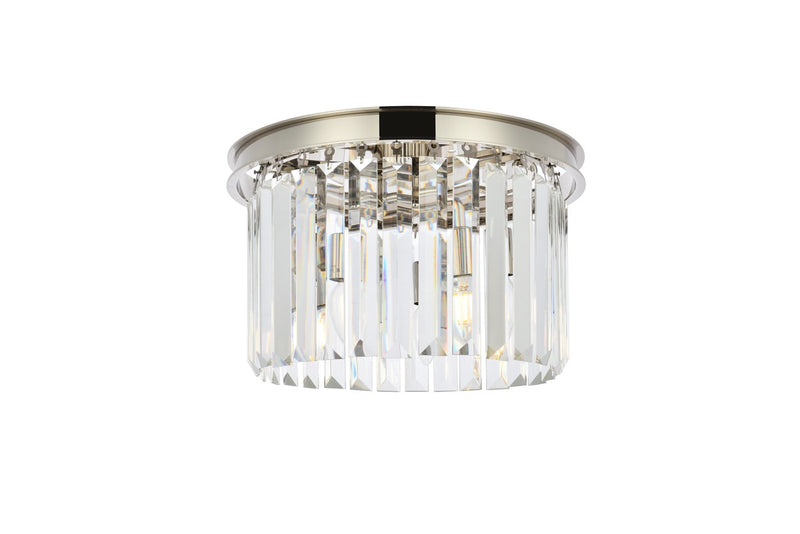 Elegant Lighting 1238F16PN/RC Three Light Flush Mount, Polished Nickel