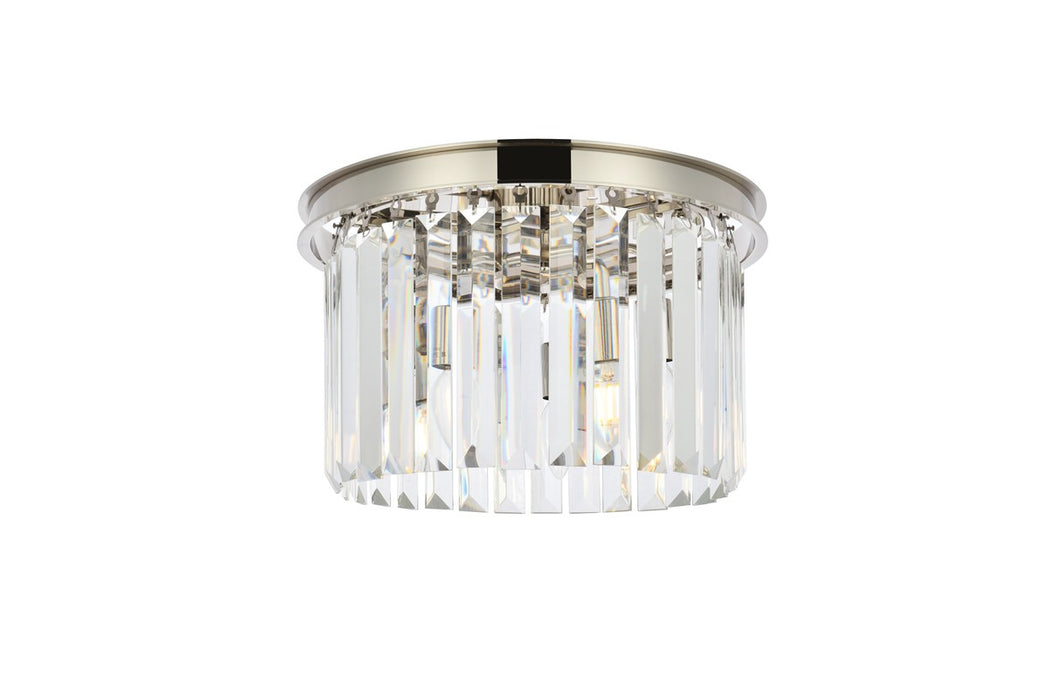 Elegant Lighting 1238F16PN/RC Three Light Flush Mount, Polished Nickel
