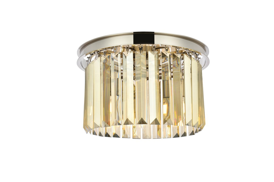 Elegant Lighting 1238F16PN-GT/RC Three Light Flush Mount, Polished Nickel