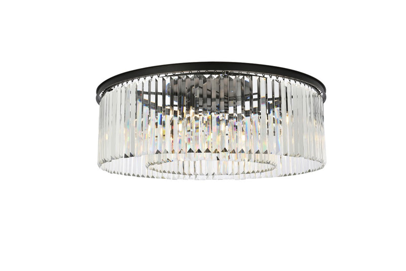 Elegant Lighting 1238F43MB/RC Ten Light Flush Mount, Matte Black