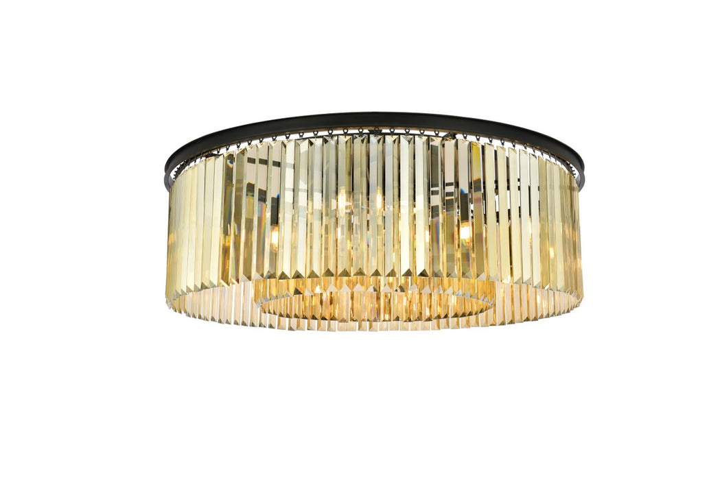 Elegant Lighting 1238F43MB-GT/RC Ten Light Flush Mount, Matte Black
