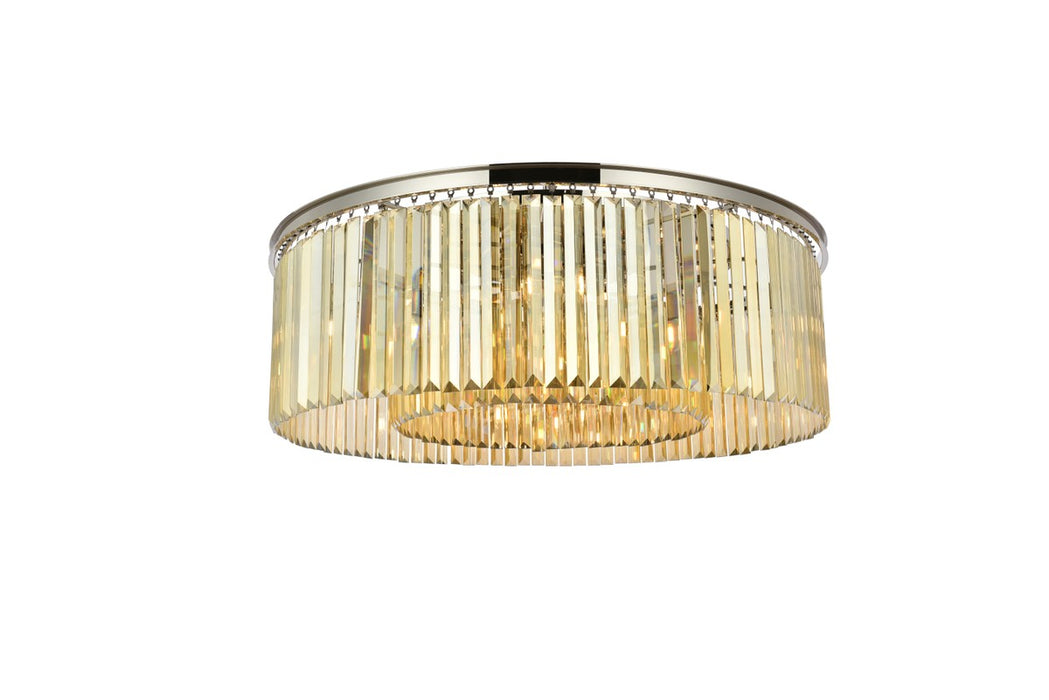 Elegant Lighting 1238F43PN-GT/RC Ten Light Flush Mount, Polished Nickel