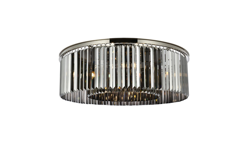 Elegant Lighting 1238F43PN-SS/RC Ten Light Flush Mount, Polished Nickel