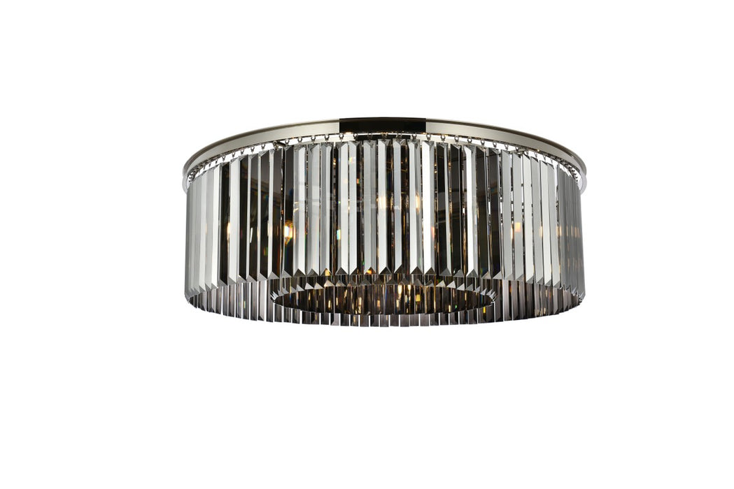 Elegant Lighting 1238F43PN-SS/RC Ten Light Flush Mount, Polished Nickel