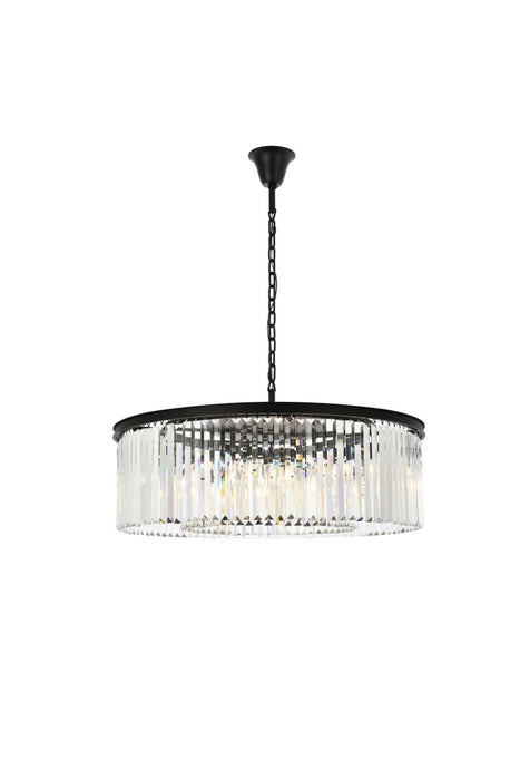 Elegant Lighting 1238G43MB/RC Ten Light Chandelier, Matte Black