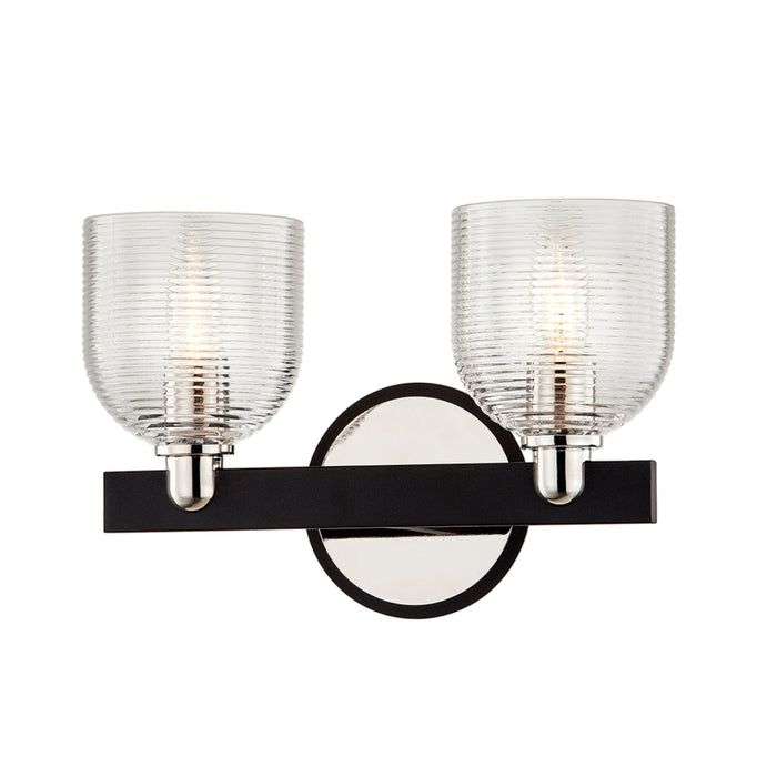 Troy Lighting B7712-TBK/PN Two Light Bath and Vanity, Textured Black & Polish Nickel