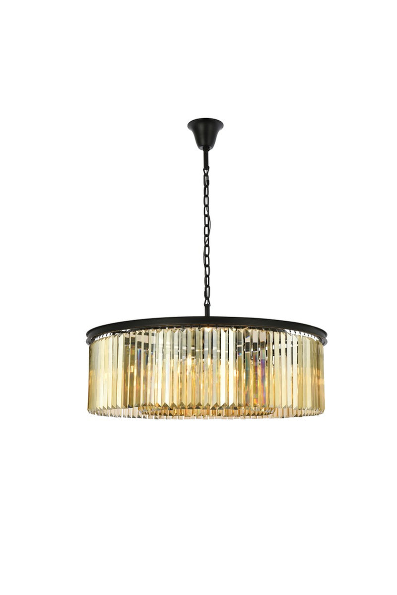Elegant Lighting 1238G43MB-GT/RC Ten Light Chandelier, Matte Black