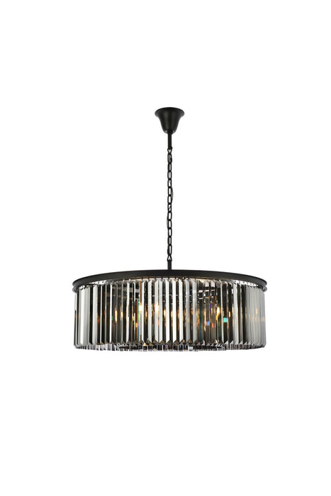 Elegant Lighting 1238G43MB-SS/RC Ten Light Chandelier, Matte Black