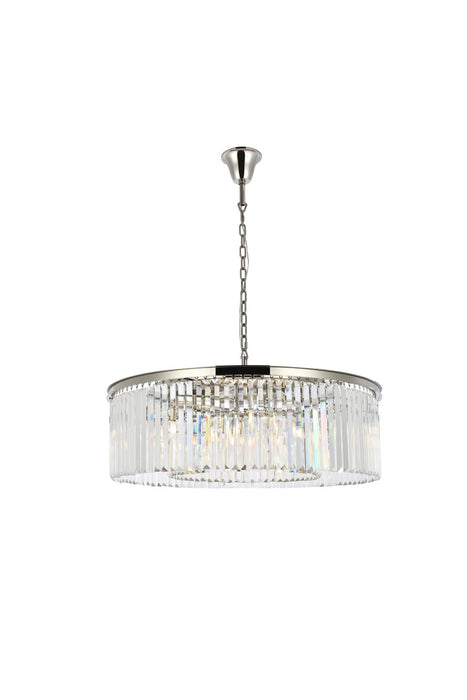 Elegant Lighting 1238G43PN/RC Ten Light Chandelier, Polished Nickel