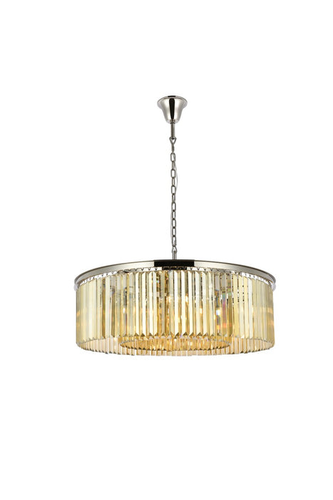 Elegant Lighting 1238G43PN-GT/RC Ten Light Chandelier, Polished Nickel