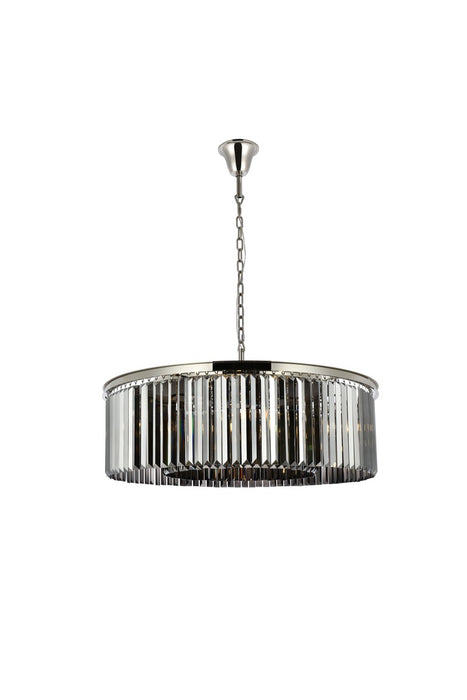 Elegant Lighting 1238G43PN-SS/RC Ten Light Chandelier, Polished Nickel