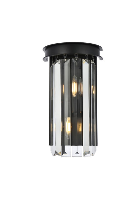 Elegant Lighting 1238W8MB/RC Two Light Wall Sconce, Matte Black