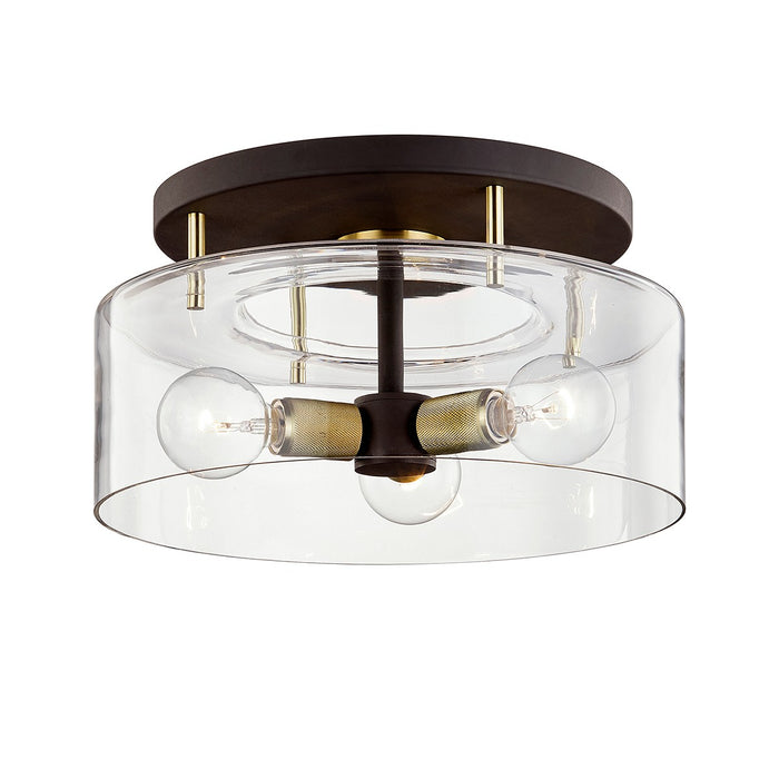 Troy Lighting C7542-BRZ/BBA Three Light Semi Flush Mount, Bronze/Brushed Brass