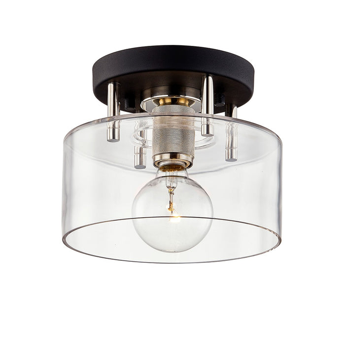 Troy Lighting C7550-TBK/PN One Light Semi-Flush Mount, Textured Black & Polish Nickel