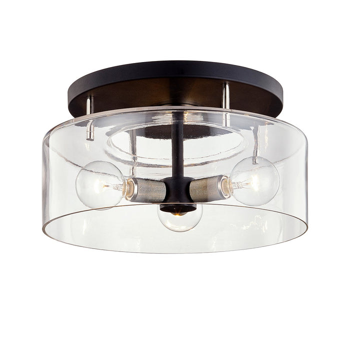 Troy Lighting C7552-TBK/PN Three Light Semi Flush Mount, Textured Black & Polish Nickel