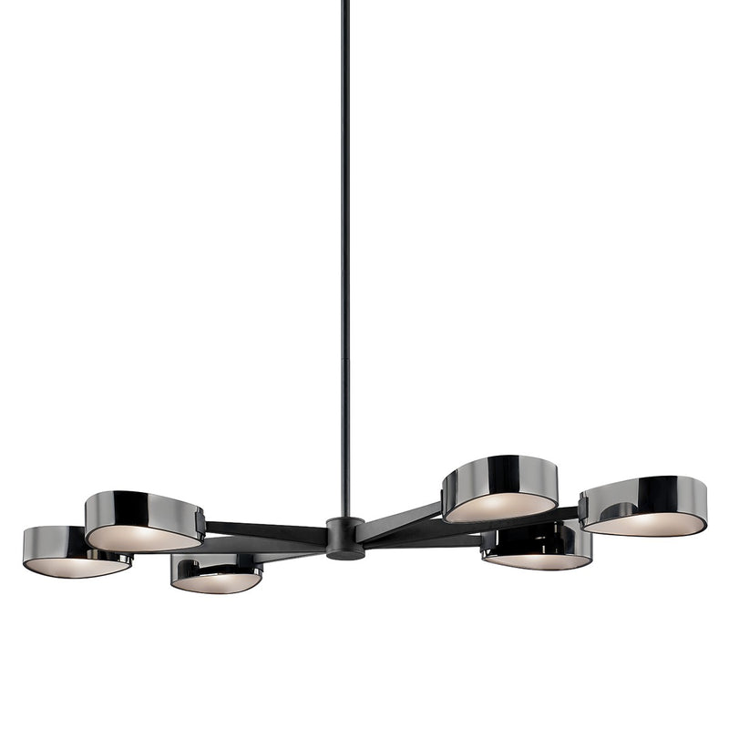 Troy Lighting F7336-TBK/BCR Six Light Linear Pendant, Carbide Black And Black Chrome