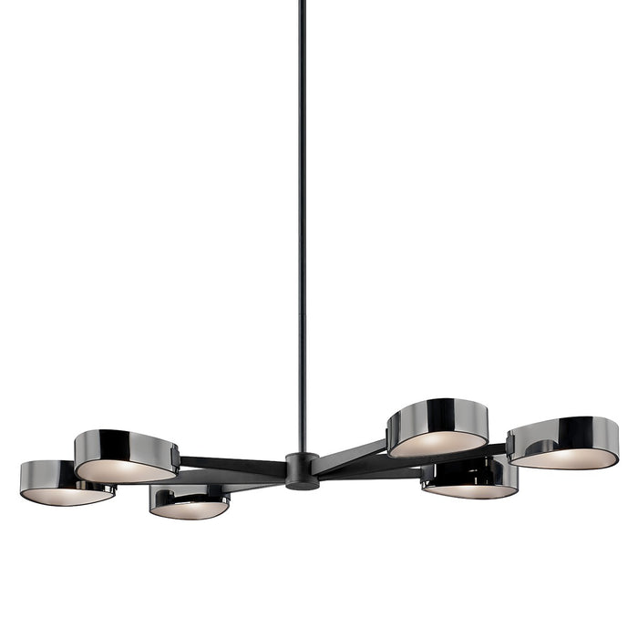 Troy Lighting F7336-TBK/BCR Six Light Linear Pendant, Carbide Black And Black Chrome