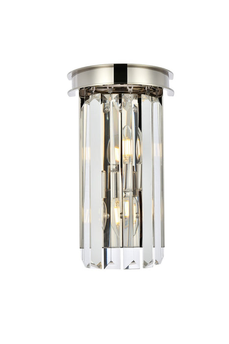 Elegant Lighting 1238W8PN/RC Two Light Wall Sconce, Polished Nickel