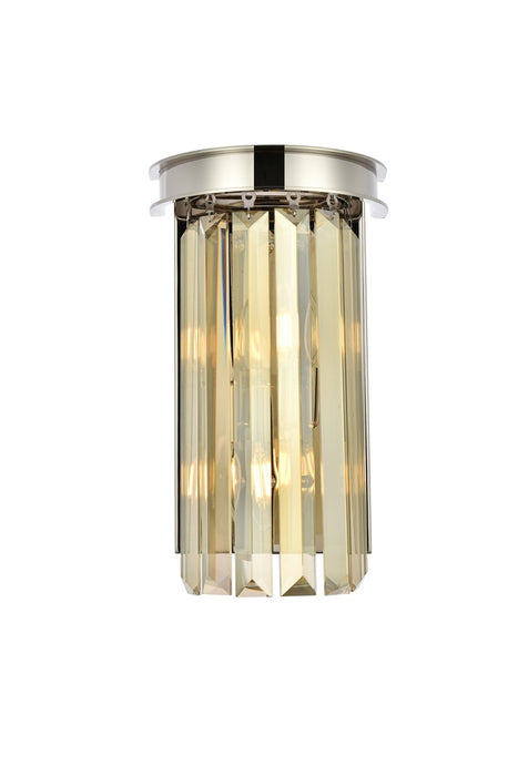 Elegant Lighting 1238W8PN-GT/RC Two Light Wall Sconce, Polished Nickel