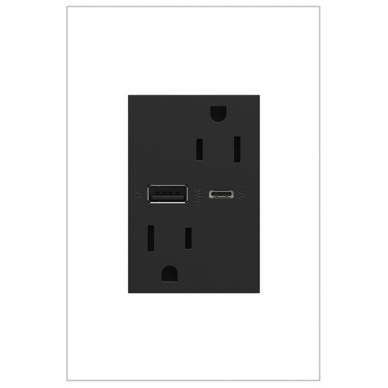 Legrand ARTRUSB156ACG4 Tamper-Resistant Ultra-Fast USB Type-A/C Outlet, Graphite