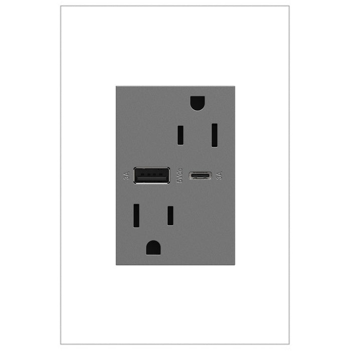 Legrand ARTRUSB156ACM4 Tamper-Resistant Ultra-Fast USB Type-A/C Outlet, Magnesium