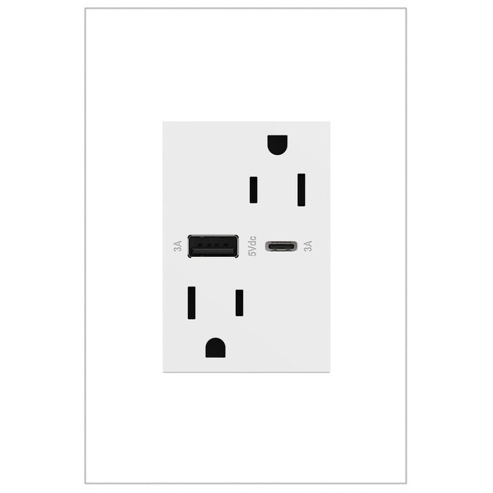 Legrand ARTRUSB156ACW4 Tamper-Resistant Ultra-Fast USB Type-A/C Outlet, White