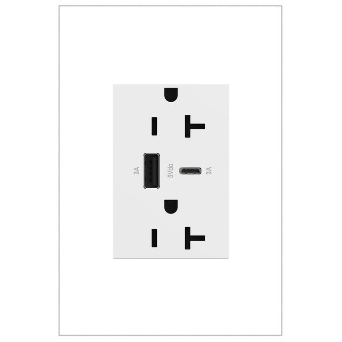 Legrand ARTRUSB206ACW4 Tamper-Resistant Ultra-Fast USB Type-A/C Outlet, White