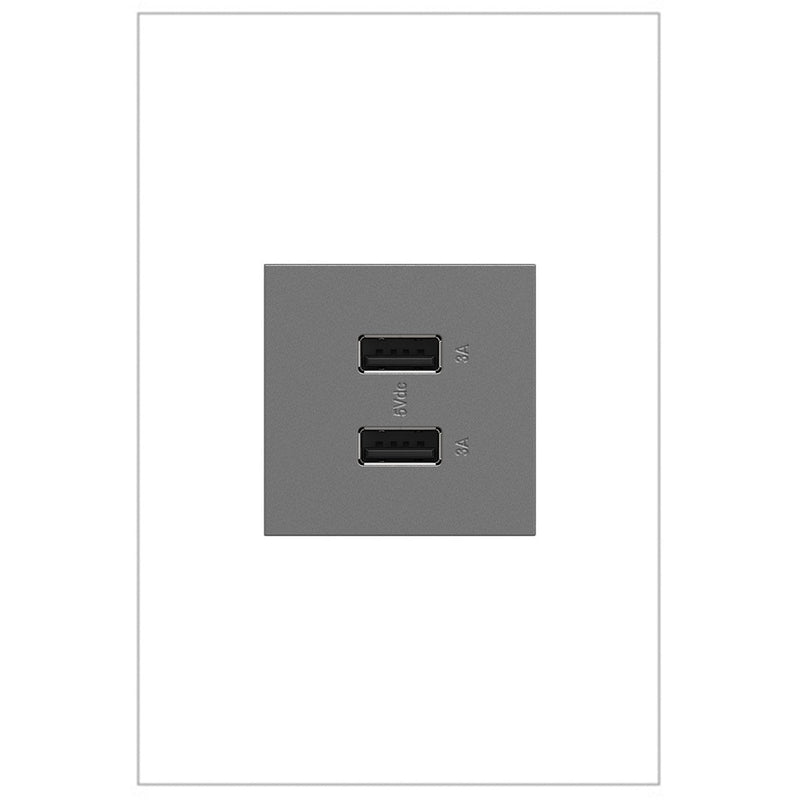Legrand ARUSB2AA6M4 USB Type-A/A Outlet Module, Magnesium