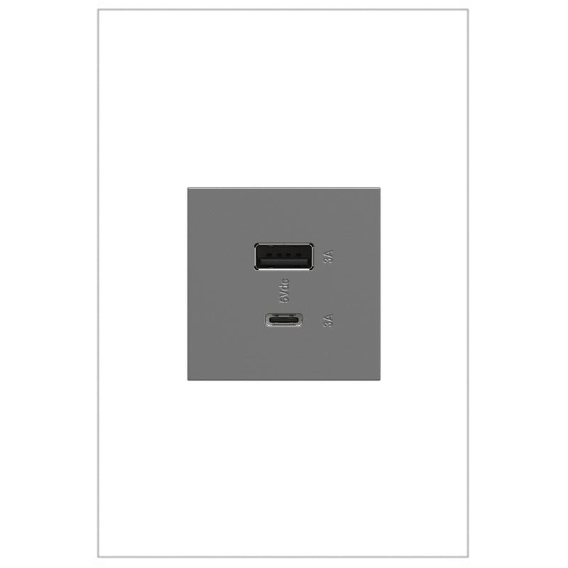 Legrand ARUSB2AC6M4 USB Type-A/C Outlet Module, Magnesium