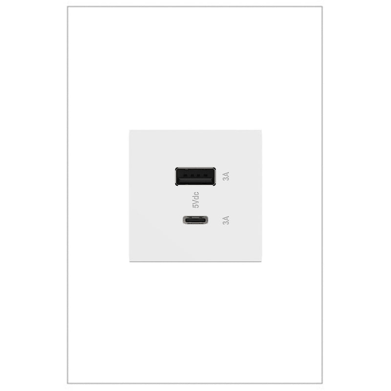 Legrand ARUSB2AC6W4 USB Type-A/C Outlet Module, White