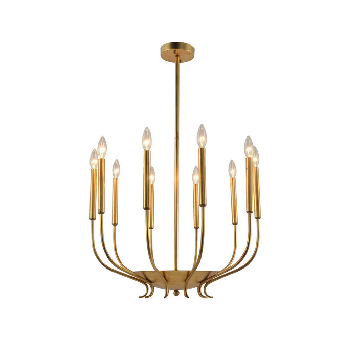 Terracotta Designs H20101-10 Ten Light Chandelier, Gold Leaf