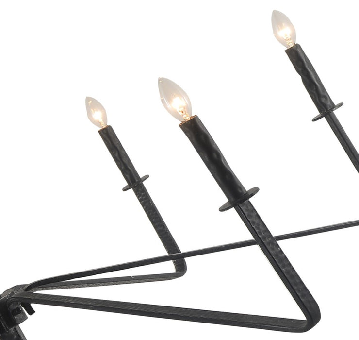 Terracotta Designs H20104L-6BK Six Light Chandelier, Hammered Black Iron