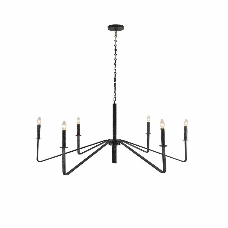 Terracotta Designs H20104L-6BK Six Light Chandelier, Hammered Black Iron