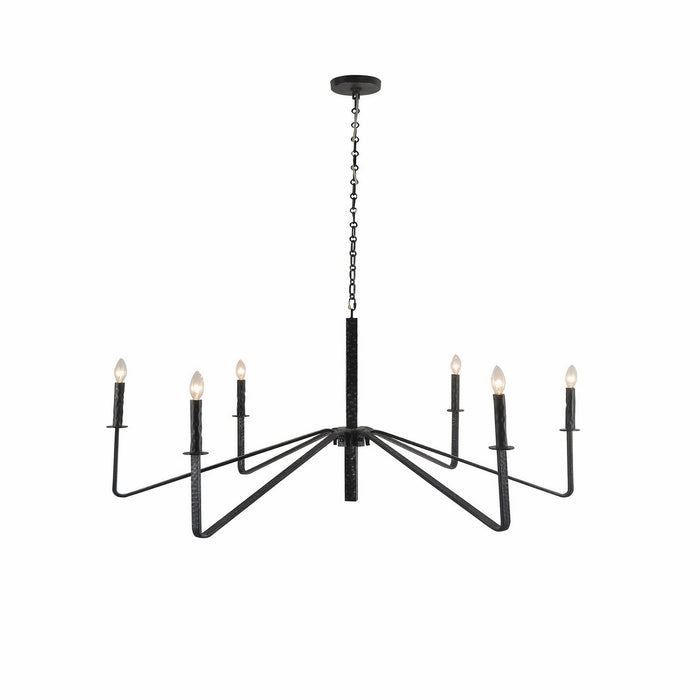 Terracotta Designs H20104L-6BK Six Light Chandelier, Hammered Black Iron